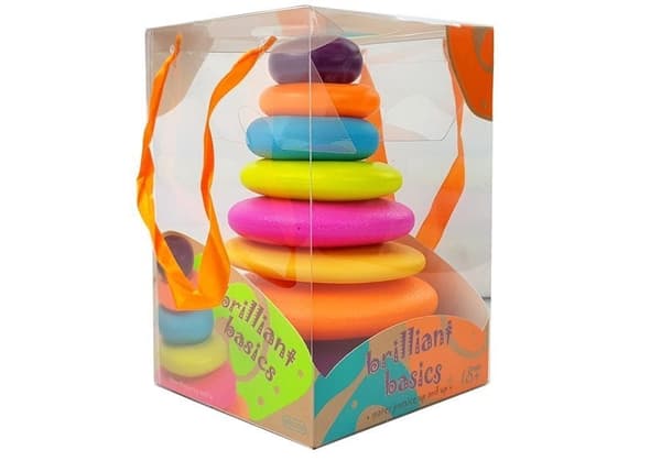 Stablelegetøj ringpyramide 7 ringe blød plast 18+ mdr 25 cm
