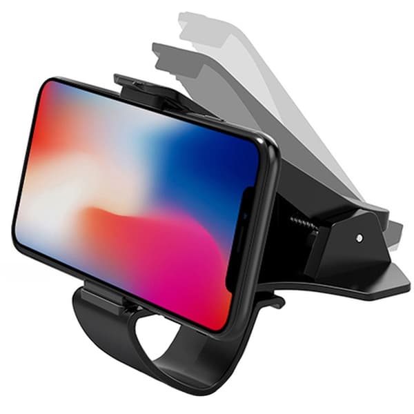 Mobilholder til instrumentbræt sort max 8 cm kæbebredde
