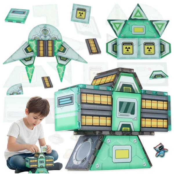 Magnetiskt byggset rymd STEM 108 delar för barn 3+