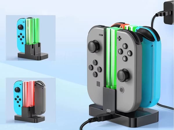 Laddstation för Nintendo Switch Joy-Con, laddar 4 kontroller, USB-C