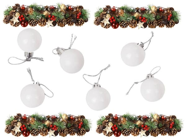 Julgranskulor 3 cm plast 36-pack silver/vit