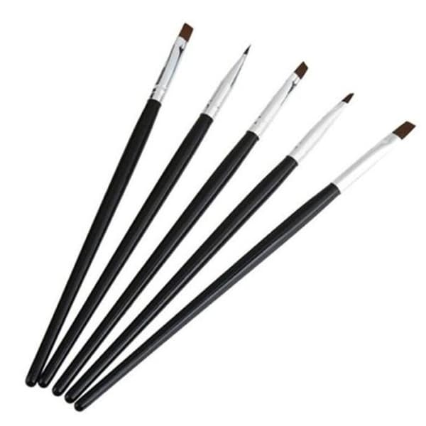 Eksklusivt sæt til neglekunst - 5 sorte UV-pensler & Dotting