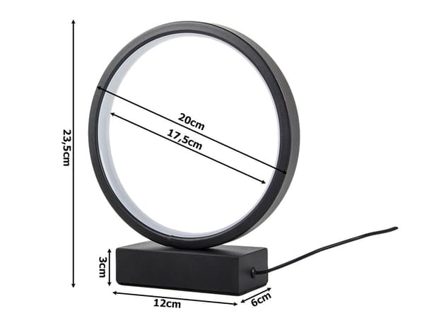 Bordlampe LED dæmpbar touch USB sort 23,5 cm