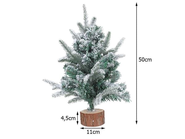 Kunstigt juletræ bordsgran 50 cm med sneeffekt træfod