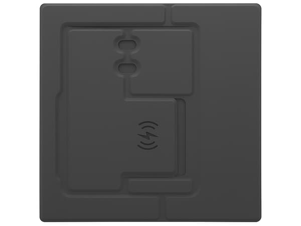 Musemåtte med trådløs oplader og mobilholder USB-C, sort