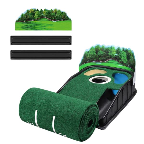 Golf-puttemåtte 275 cm med automatisk boldtilbageføring, 3 huller