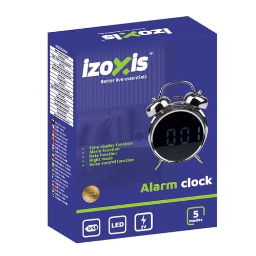 Digital väckarklocka retro LED-display ljudaktivering silver/vit