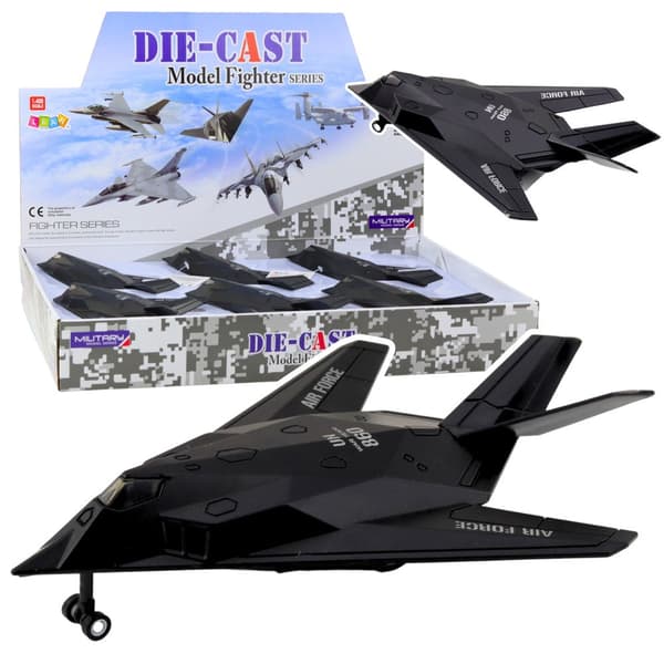 Militærfly legetøj 21 cm med lys/lyd, pull back, skala 1:400