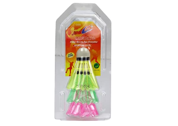 Badmintonfjer 3-pack pink/grøn/gul CE EN71
