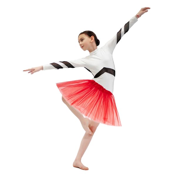 Tylskørt tutu barn rød 3-lags polyester 29 cm
