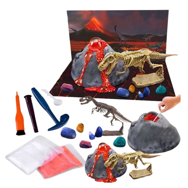 Experimentset vulkanutbrott & dinosauriefossilutgrävning 2-i-1