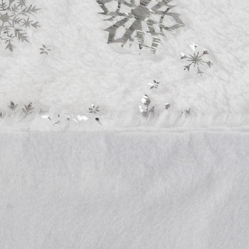 Juletræstæppe hvid/sølv 78 cm polyester med stjerner og snefnug