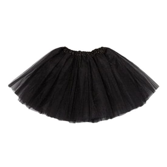 Tyllunderkjol barn svart 3-lagers med elastisk midja 29 cm