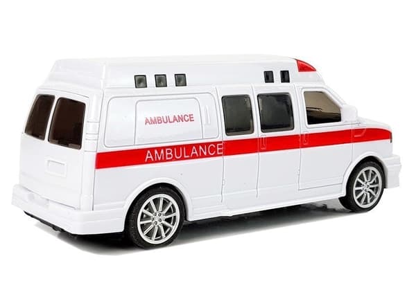 Ambulance legetøjsbil 15,5 cm med LED-lys, sirene og pullback