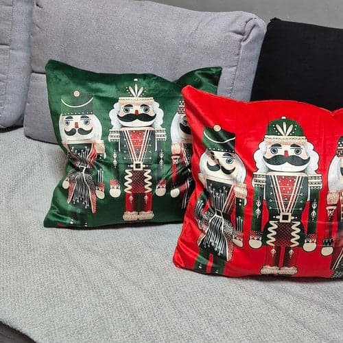 Pudebetræk plys julemotiv nutcracker 40x40 cm polyester