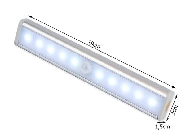 LED-skåpsbelysning med rörelse- och skymningssensor silver 19 cm