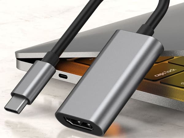 USB-C til HDMI-adapter 4K 60Hz 18 cm kabel sølv/sort