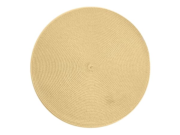 Rund bordstablett flätad plast, guld, Ø38 cm