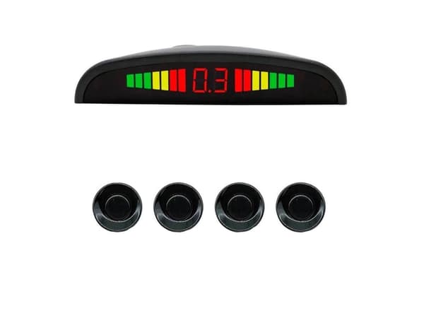 Parkeringssensor-kit 4 sensorer med LED-display sort 12V