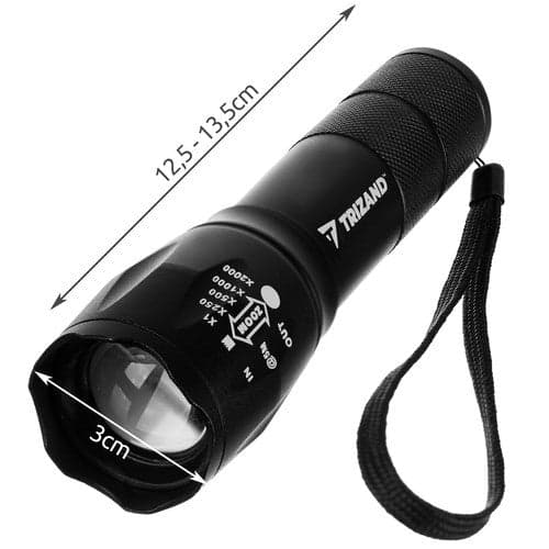 LED-taskulamppu T6 CREE 5W USB-ladattava zoom 3 tilaa musta