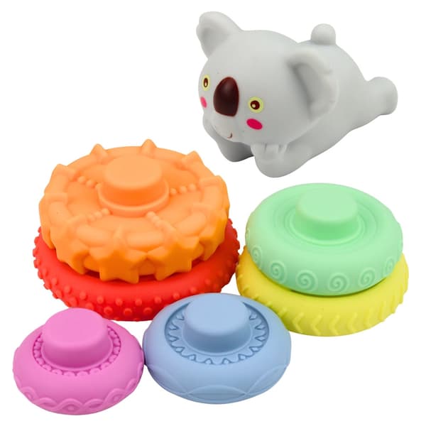 Sensorisk stabelpyramide koala 7 dele børnesikker plast 17x9 cm