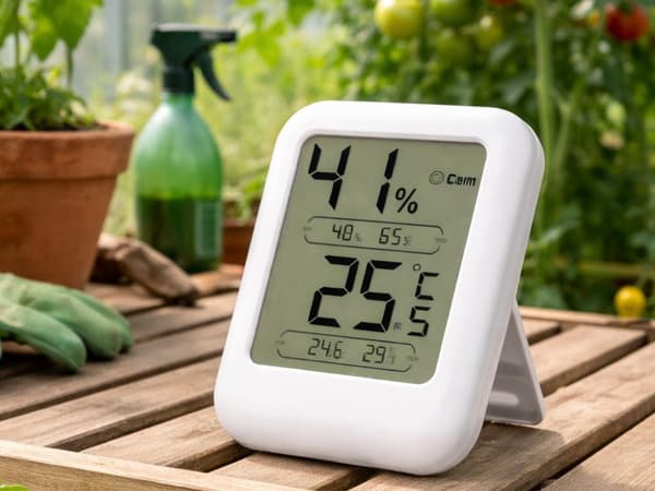 Digital termometer/hygrometer med LCD-display 6x8 cm vit