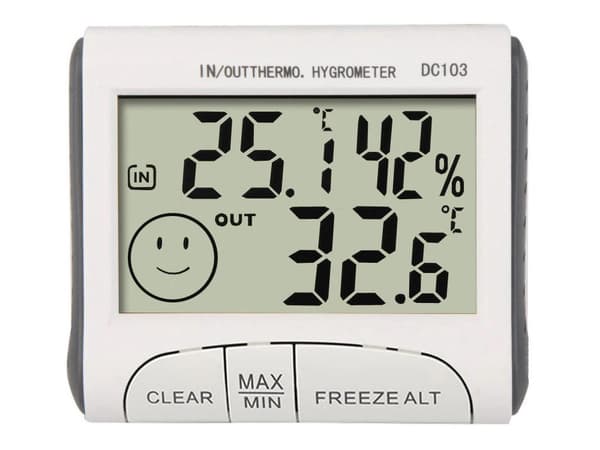 Väderstation termometer/hygrometer med extern sensor, inne/ute, vit