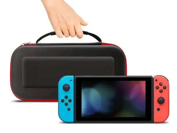 Nintendo Switch/OLED etui hårdt skal sort, plads til 10 spil