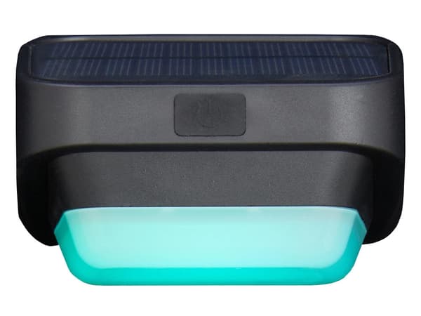Solcellelampe LED RGB til trappe/hegn med skumringssensor sort