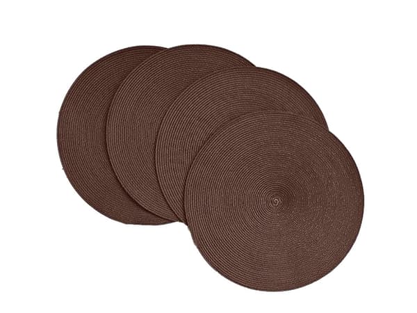 Rund bordstablett i plast flätad brun 38 cm 1-pack