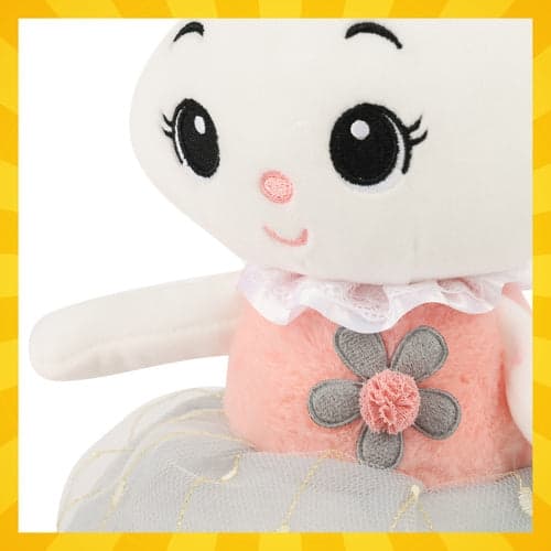 Blød kanin bamse 45 cm hvid/rosa, polyester, 3+