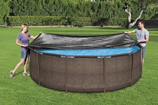 Poolovertræk 366 cm PVC 0,22 mm til rammepool 360/366 cm sort
