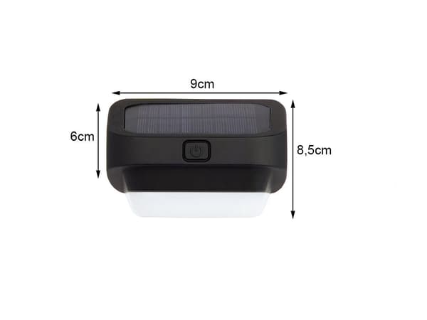 Solcellelampe LED RGB til trappe/hegn med skumringssensor sort