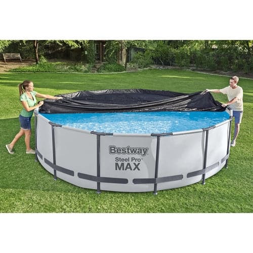 Poolöverdrag för rampool 366 cm diameter, svart PVC/PP