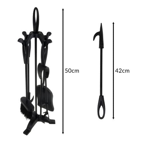 Pejseværktøj sæt 5 dele 42 cm rustfrit stål sort med stativ