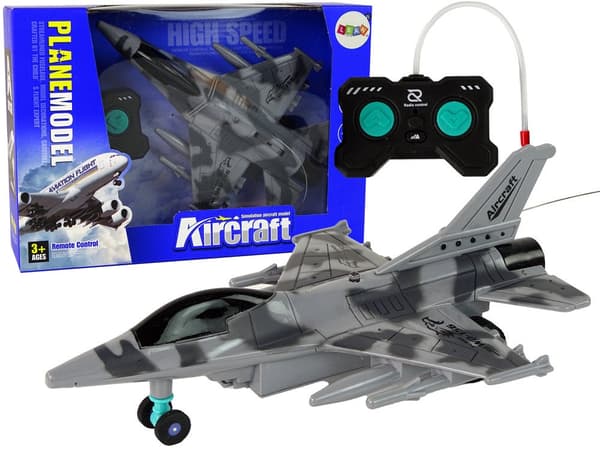 Fjernstyret jetfly med LED-belysning 23 cm, 3+ år