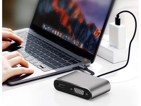USB-C hub til HDMI/VGA 4K, USB 3.0, USB-C PD 87W