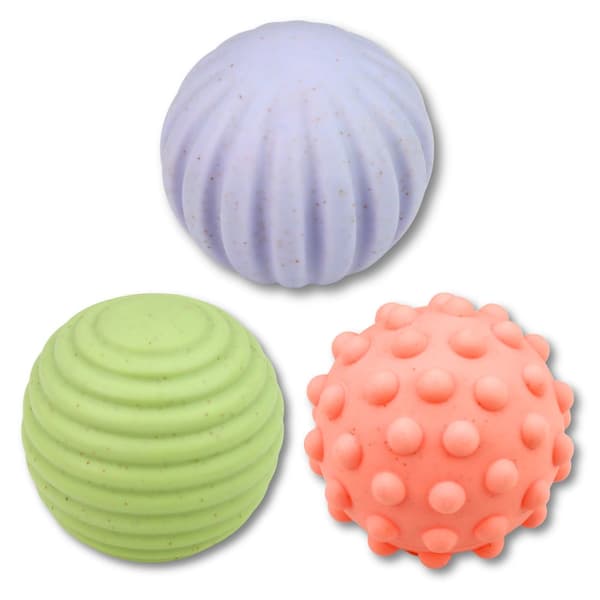Sensoriska bollar för spädbarn 3-pack 6 cm mjuka texturerade
