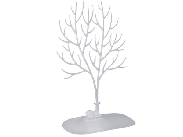 Smyckesställ trädform i plast, vit, 42 cm