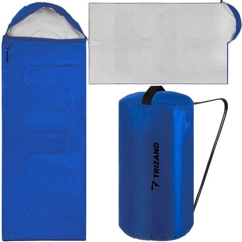 Sovepose 200x75 cm hulfiber 210T ripstop med hætte blå/sort