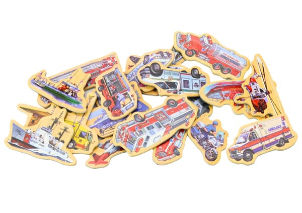 Trämagneter fordon 20-pack med trälåda, för barn 3+ CE EN71