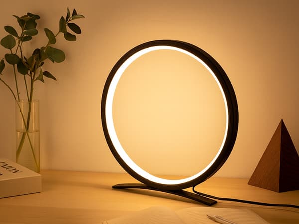 LED bordlampe dæmpbar 3 farvetemperaturer USB sort Ø25 cm
