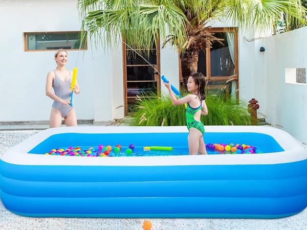 Oppustelig børnepool rektangulær PVC 165x110x40 cm