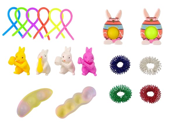 Påske fidget toy-sæt 25 dele til børn 3+ (pop it, spinner, fjer)