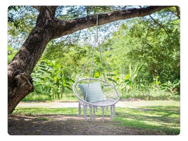 Hängande fåtölj hängstol boho grå max 120 kg sittbredd 60 cm