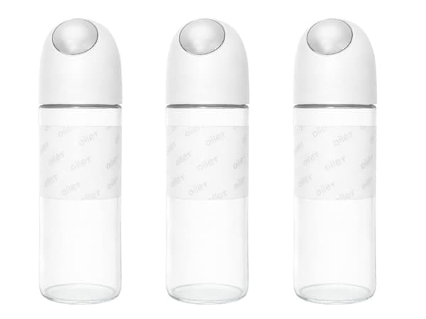 Oljedispenser i glas 510 ml med gravitationslock vit