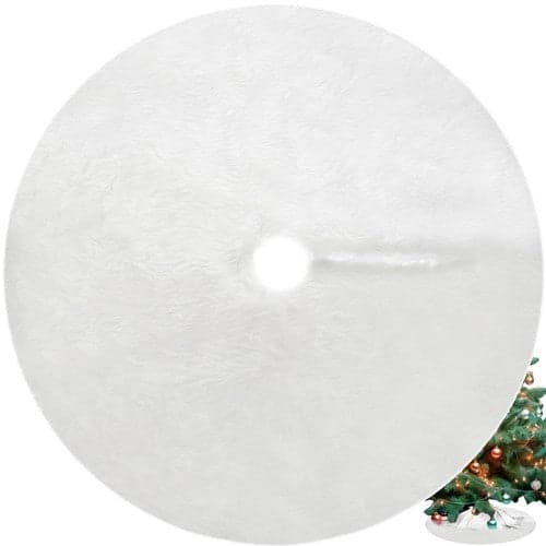 Julemåtte under træet hvid 72 cm langhåret polyester