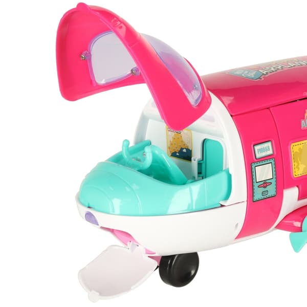 Fällbart leksaksflygplan med docka och tillbehör 14 delar 3+