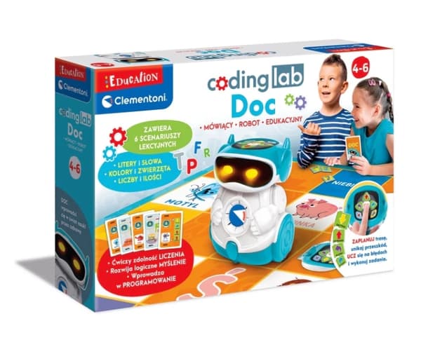 Programmeringsrobot til børn 4–6 år DOC med spilleplade og kort