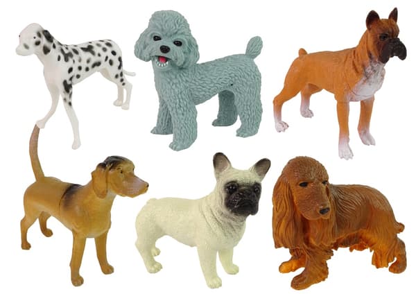 Koirafiguurit 6-pack kovaa kumia ca 10 cm, lelu 3+ år